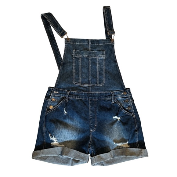 Kancan distressed denim short overalls-Size 1XL - Picture 1 of 6